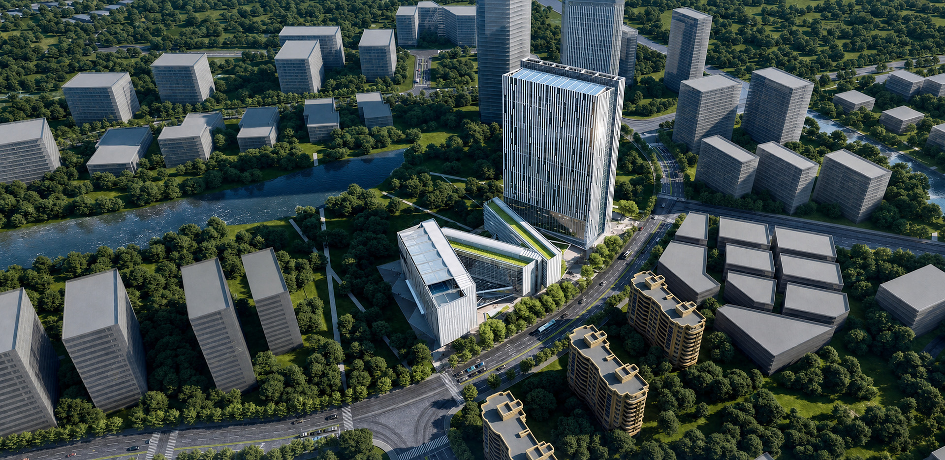 鸟瞰园区建筑全景